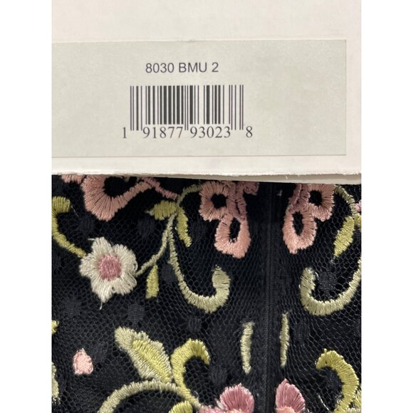 Mac Duggal Black Embroidered Floral Tiered Maxi Dress Formal Gown Sz 2 NWT - Picture 8 of 9